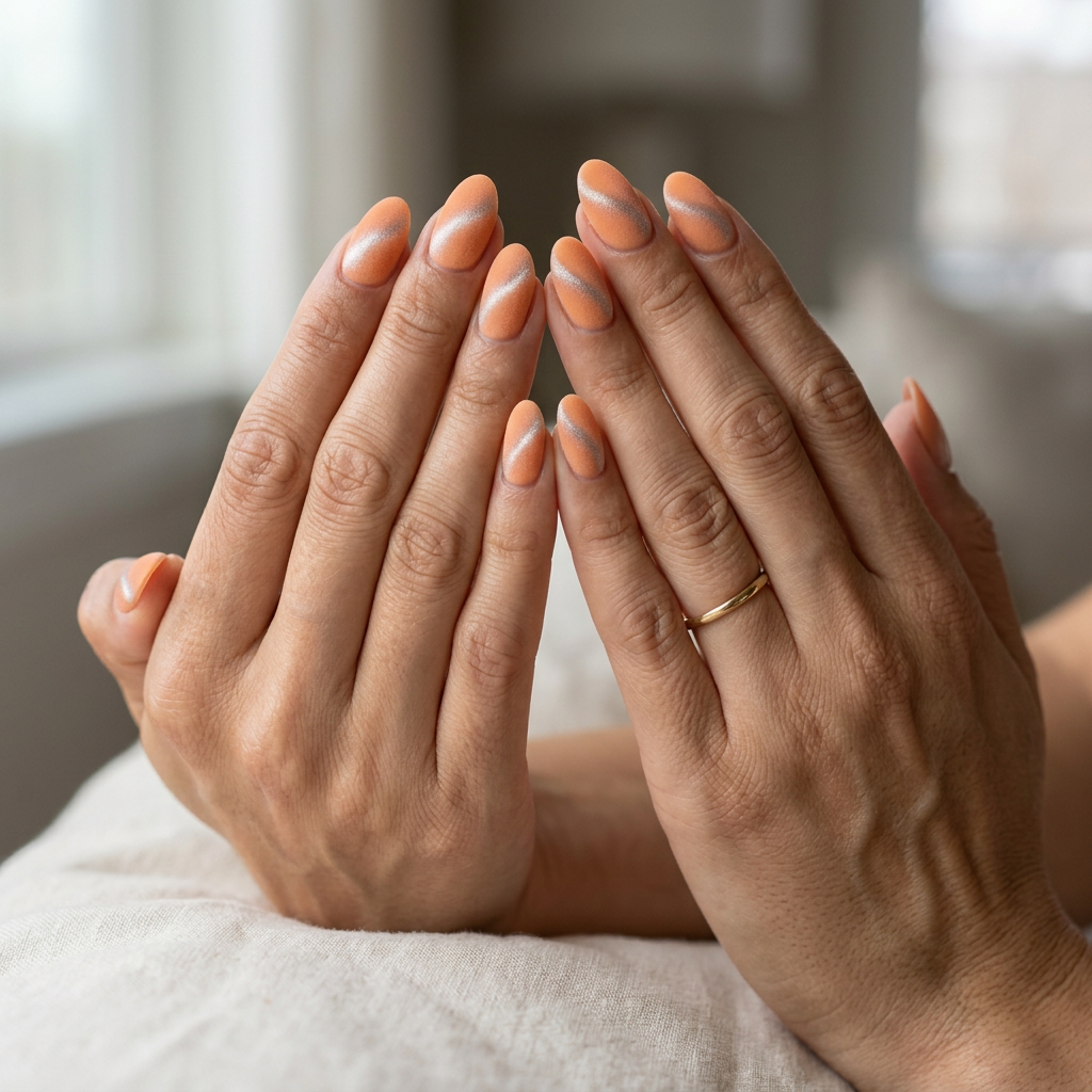 Summer Gel Nails 2026: Velvet Peach Short simple summer gel nails 2026: Velvet Peach Cloud for everyday wear. Glamorous & cozy.